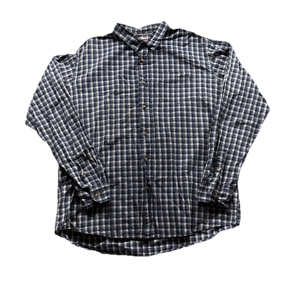 Wrangler Cowboy Western Button up Shirt Mens XL Gray Blue Plaid 100% Cotton